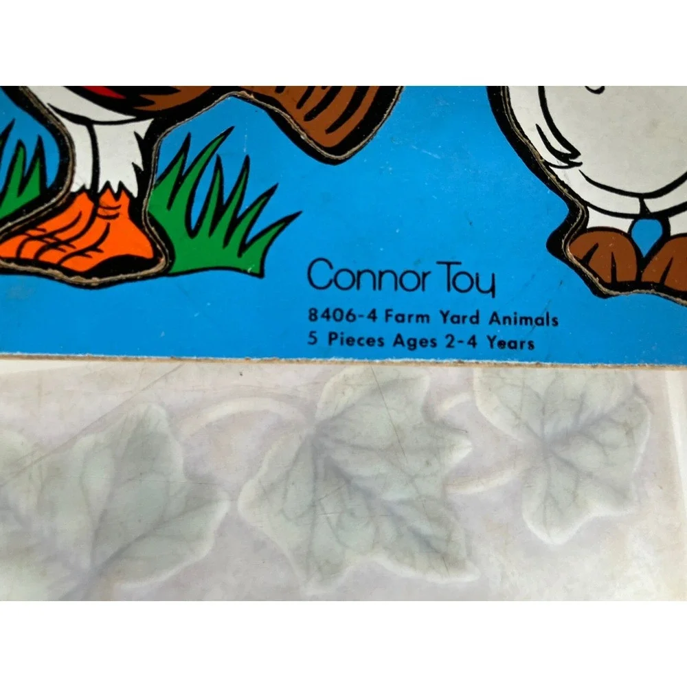 Connor Toy Wood Puzzles: 8406-4 Farm Yard Animals 5 piece vintage puzzle